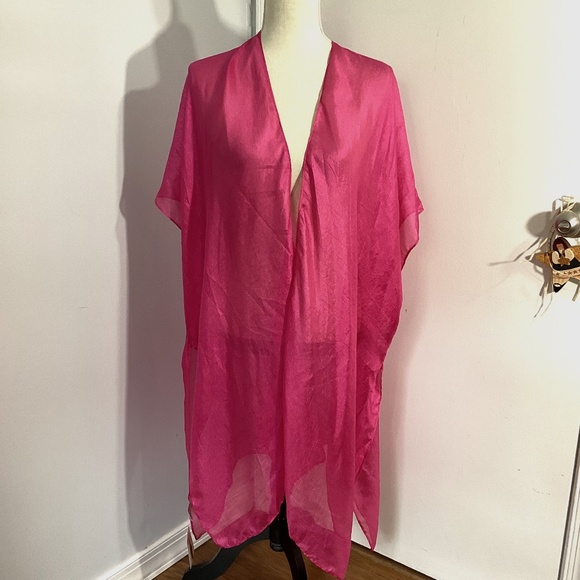 NWT JESSICA McCLINTOCK ONE SIZE PINK KIMONO PONCHO WRAP SPECIAL EVENT/CASUAL - Picture 1 of 8